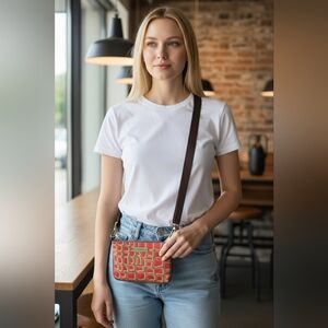 Carole‎ Tremblay Mini Crossbody Bag Geometric Fabric Designer Festival Y2K Purse